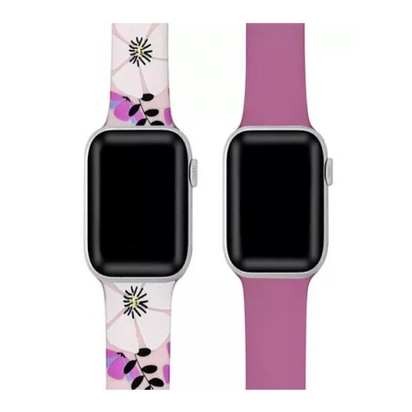 Purple Floral and Purple 2-Piece Silicone Band for Apple Watch 42mm - Picture 2 of 8